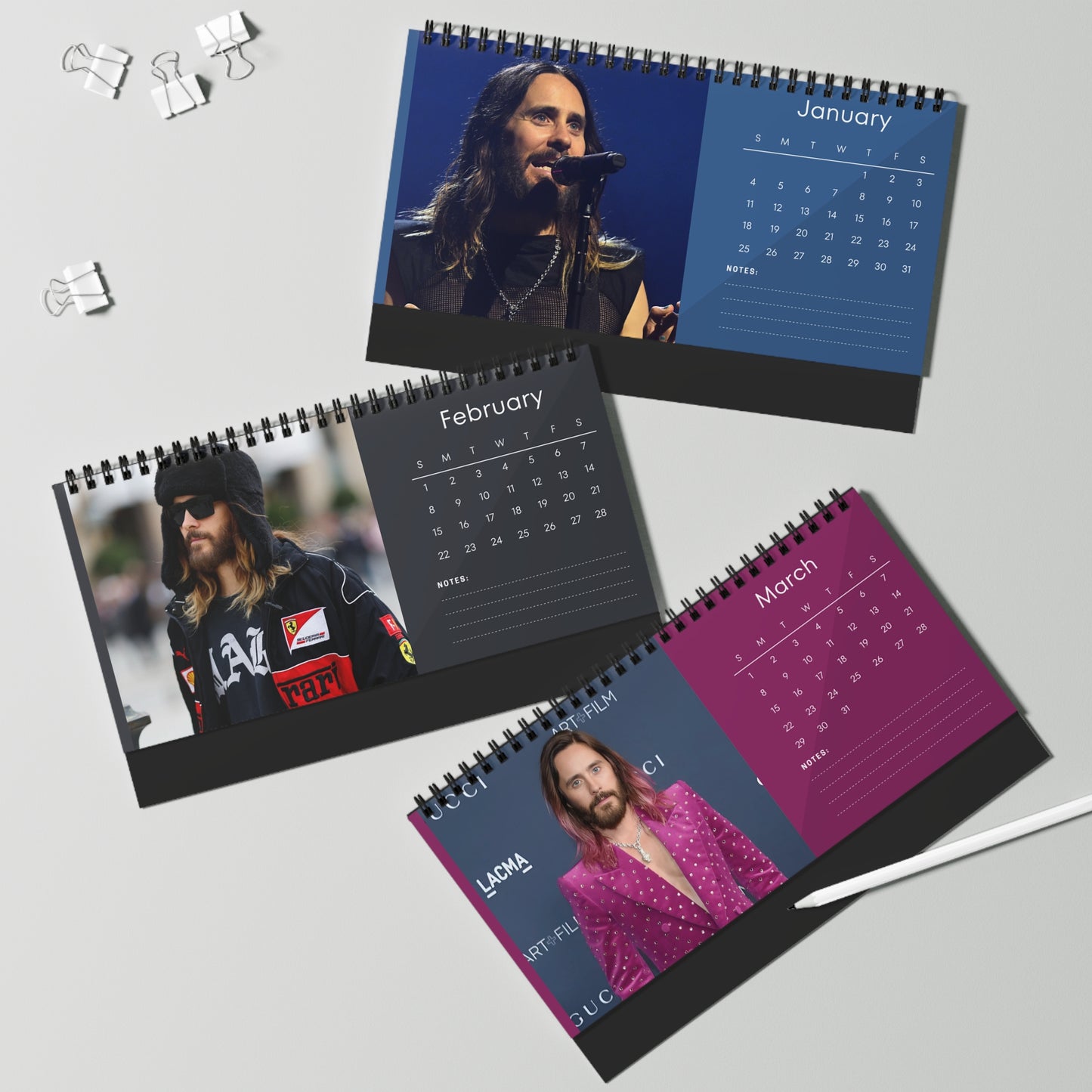 Jared Leto 2026 Desk Calendar | Oscar Winner Actor | Morbius & 30 Seconds to Mars | Celebrity Gift | Office Decor