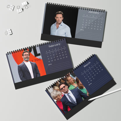 Hugh Jackman 2026 Desk Calendar | Premium Spiral Bound Celebrity Photo Calendar | Collectible Fan Gift | Stylish Desk & Office Décor