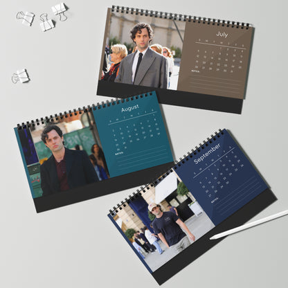Penn Badgley 2026 Desk Calendar | Premium Spiral Bound Celebrity Photo Calendar | Fan Gift & Stylish Desk Decor