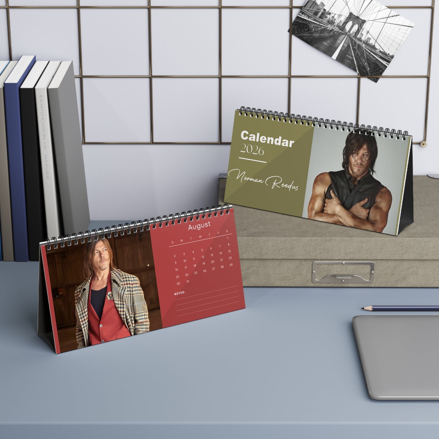 Norman Reedus 2026 Desk Calendar |  Premium Spiral Bound Celebrity Photo Calendar | High-Quality Fan Gift & Desk Décor