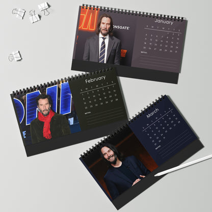 Keanu Reeves 2026 Desk Calendar | Premium Spiral Bound Celebrity Photo Calendar | Collectible Fan Gift | Stylish Desk & Office Décor