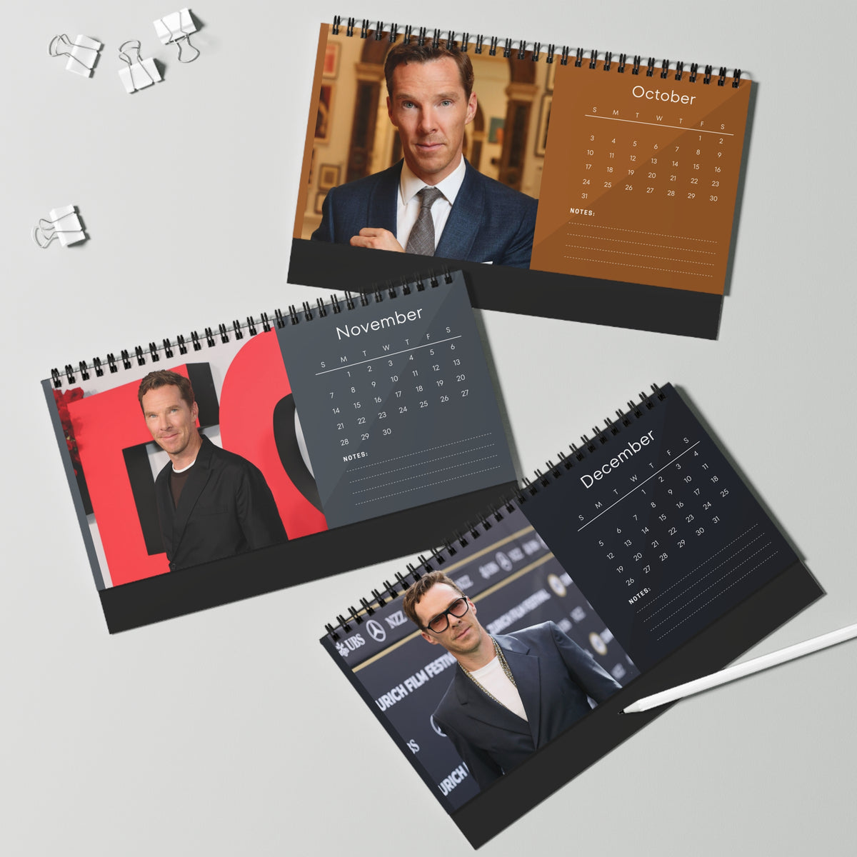 Benedict Cumberbatch 2027 Desk Calendar Vol 1 | Spiral Bound Photo Calendar | Fan Gift