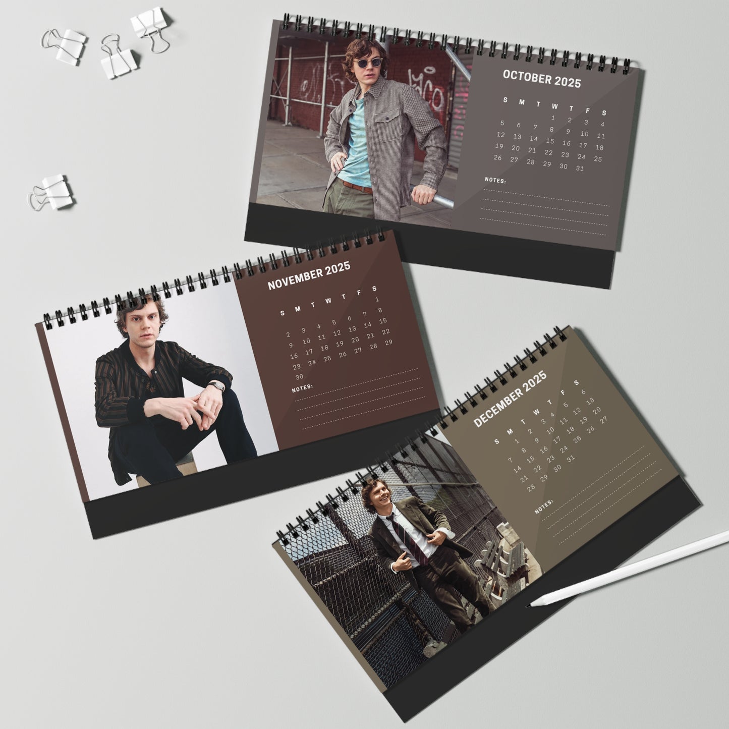 Evan Peters 2025 Desk Calendar | Evan Peters Calendar | Fan Gift