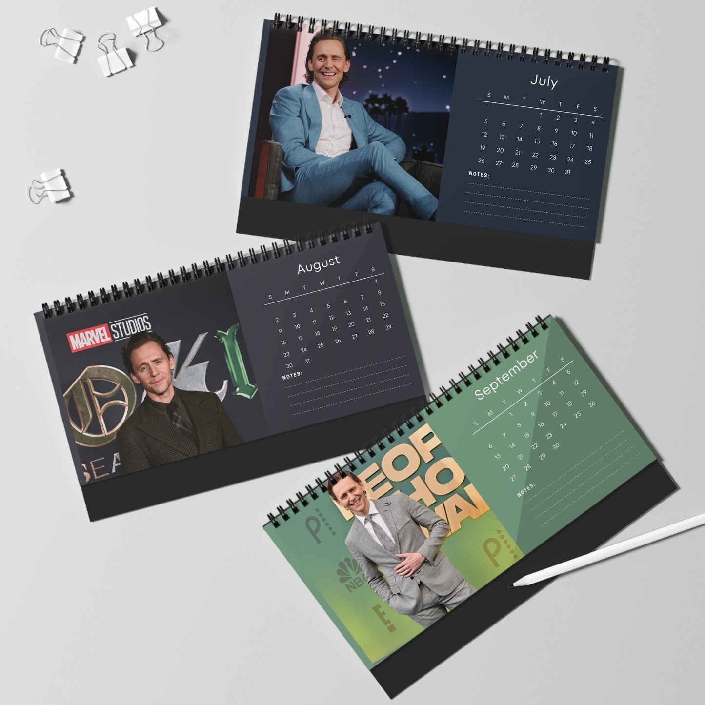 Tom Hiddleston 2026 Desk Calendar | Star Photo Calendar | Actor Gift for Fans