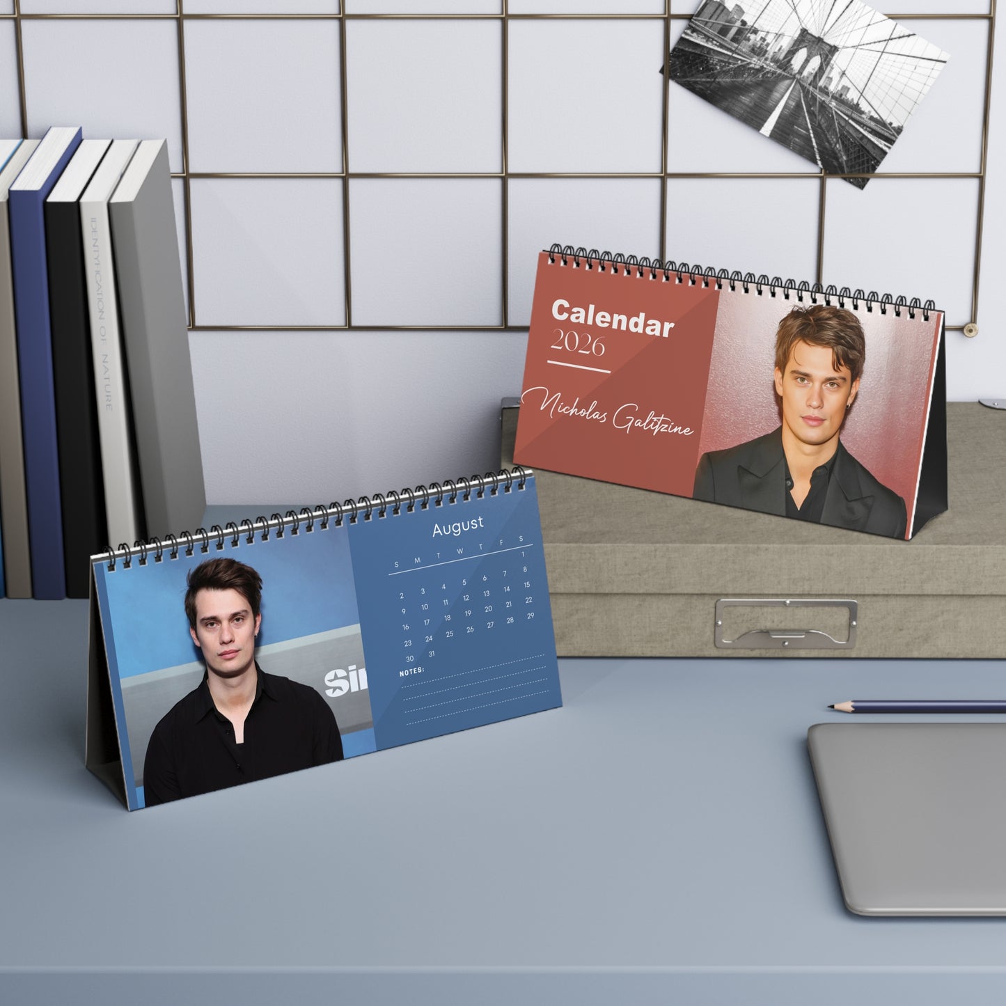 Nicholas Galitzine 2026 Desk Calendar | Premium Spiral Bound Celebrity Photo Calendar | Stylish Collectible Gift for Fans & Desk Décor