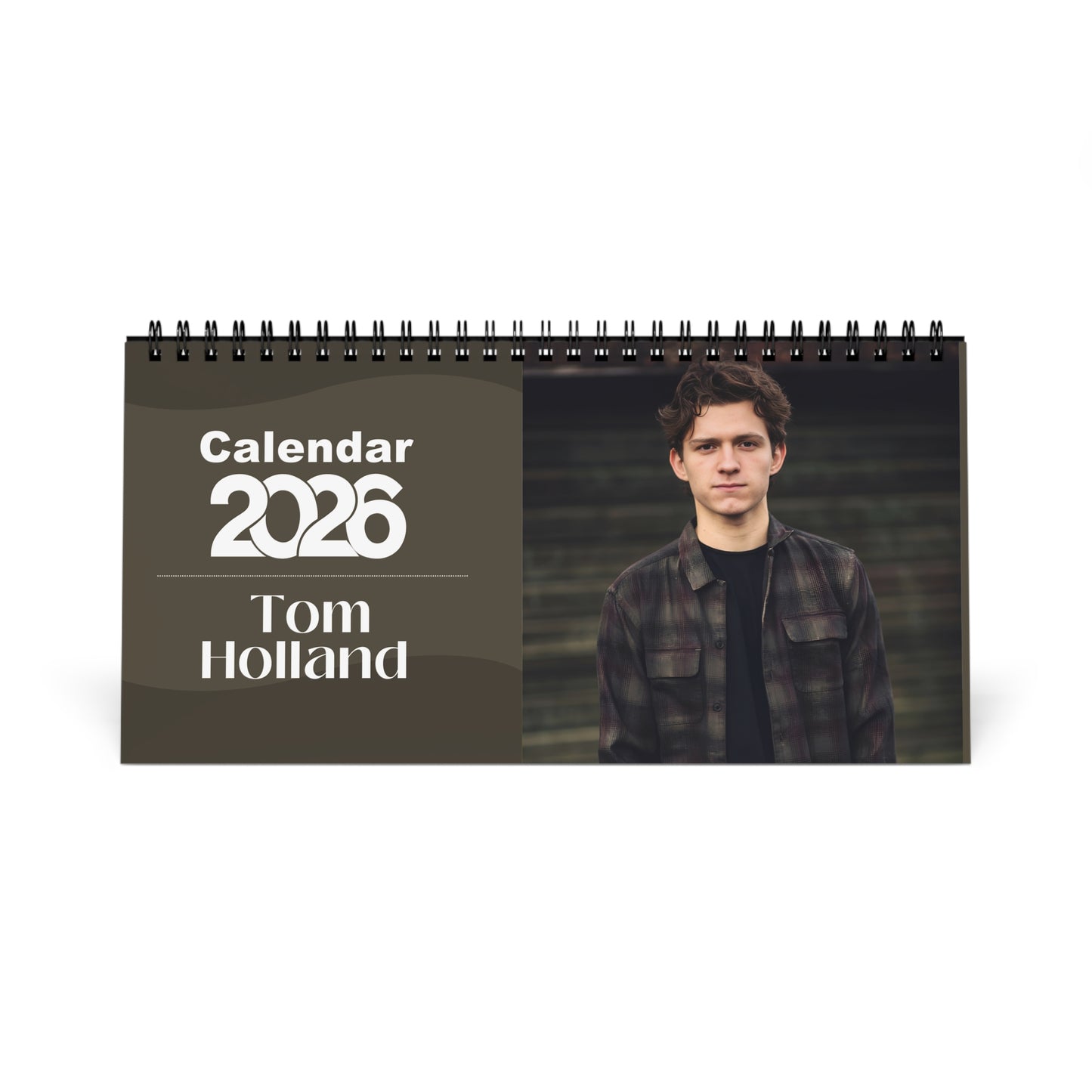 Tom Holland 2026 Desk Calendar | Celebrity Spiral Bound Photo Calendar | Fan Collectible Gift | Stylish Desk & Office Décor