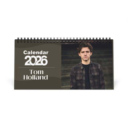 Tom Holland 2026 Desk Calendar | Celebrity Spiral Bound Photo Calendar | Fan Collectible Gift | Stylish Desk & Office Décor