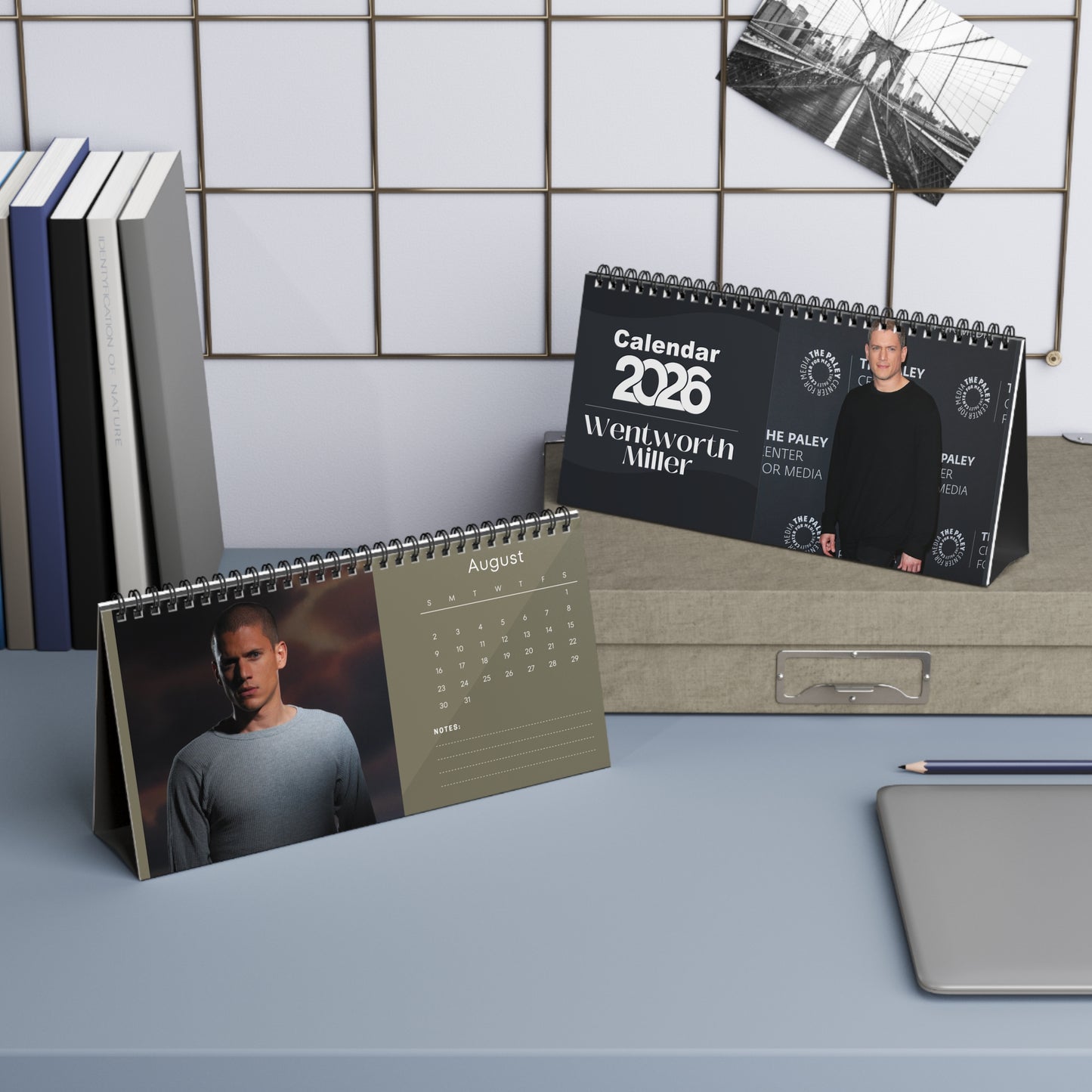 Wentworth Miller 2026 Desk Calendar | Celebrity Spiral Bound Photo Calendar | Fan Collectible Gift | Stylish Desk & Office Décor
