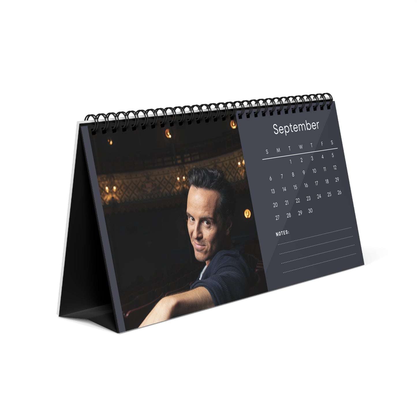 Andrew Scott 2026 Desk Calendar | Celebrity Spiral Bound Photo Calendar | Fan Collectible Gift | Stylish Desk & Office Décor