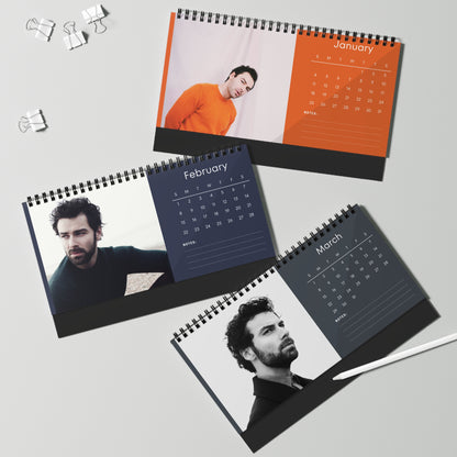 Aidan Turner 2026 Desk Calendar | Celebrity Spiral Bound Photo Calendar | Fan Collectible Gift | Stylish Desk & Office Décor