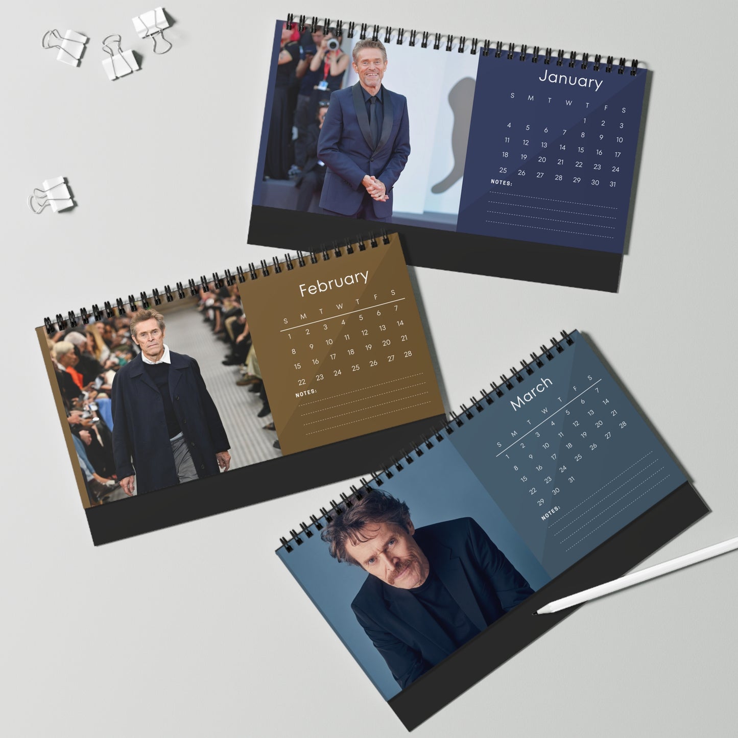 Willem Dafoe 2026 Desk Calendar | Hollywood Legend | Actor Gift for Movie Fans
