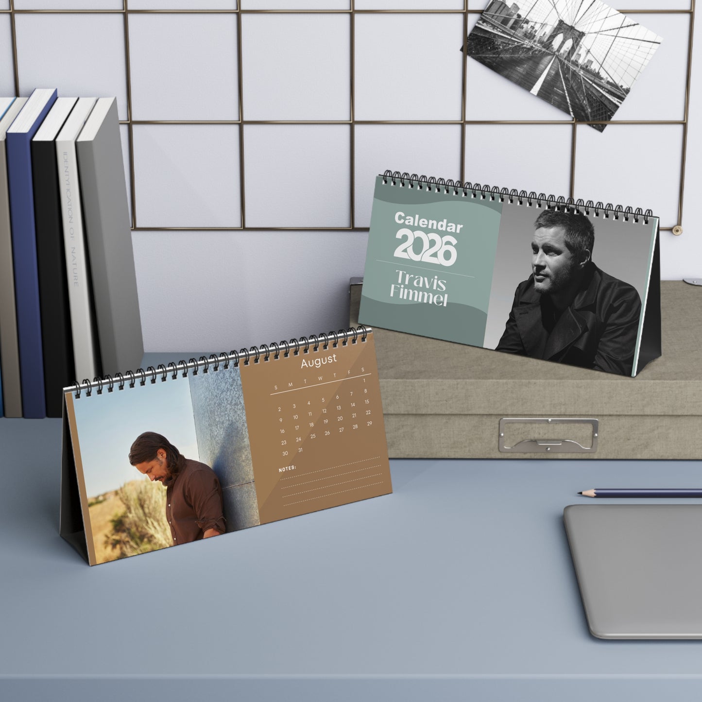 Travis Fimmel 2026 Desk Calendar | Celebrity Spiral Bound Photo Calendar | Fan Collectible Gift | Stylish Desk & Office Décor