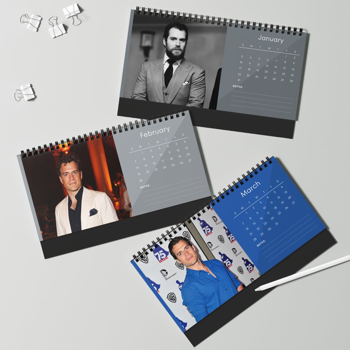 Henry Cavill 2027 Desk Calendar Vol 4 | Spiral Bound Photo Calendar | Fan Gift