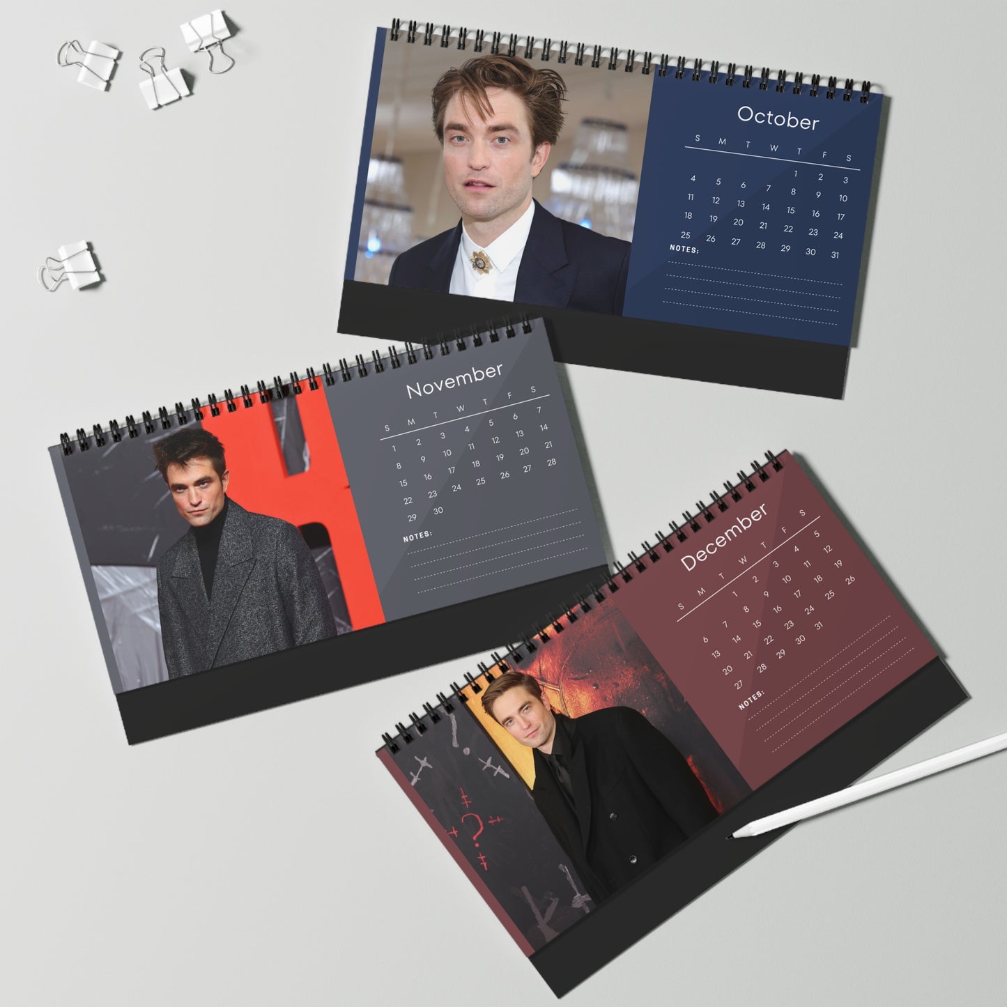 Robert Pattinson 2026 Desk Calendar | Premium Celebrity Photo Calendar | Stylish Desk Décor & Fan Gift