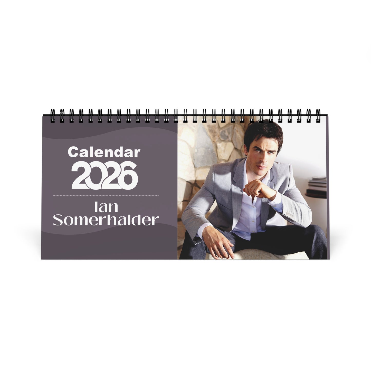 Ian Somerhalder 2026 Desk Calendar | Premium Spiral Bound Celebrity Photo Calendar | Collectible Fan Gift | Stylish Desk & Office Décor