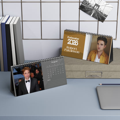 Robert Pattinson 2026 Desk Calendar | Celebrity Spiral Bound Photo Calendar | Fan Collectible Gift | Stylish Desk & Office Décor