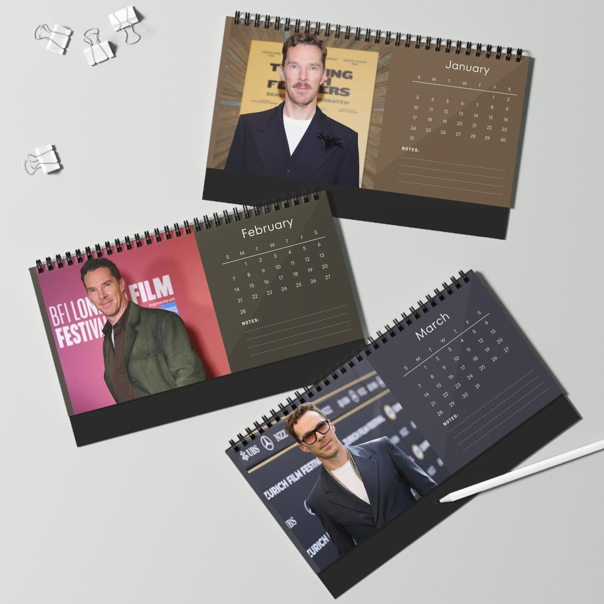 Benedict Cumberbatch 2027 Desk Calendar Vol 3 | Spiral Bound Photo Calendar | Fan Gift