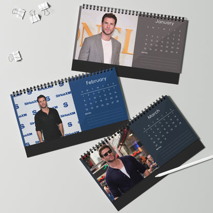 Liam Hemsworth 2026 Desk Calendar | Hunger Games Actor | The Diplomat Gift | Celebrity Desk Decor | Office Calendar