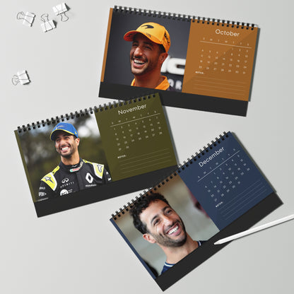 Daniel Ricciardo 2026 Desk Calendar | Premium Spiral Bound F1 Celebrity Photo Calendar | High-Quality Gift for Fans & Desk Décor