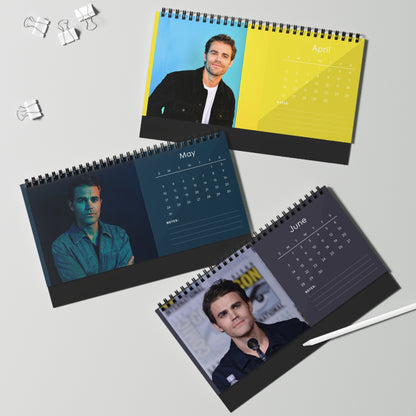 Paul Wesley 2026 Desk Calendar | Celebrity Spiral Bound Photo Calendar | Fan Collectible Gift | Stylish Desk & Office Décor
