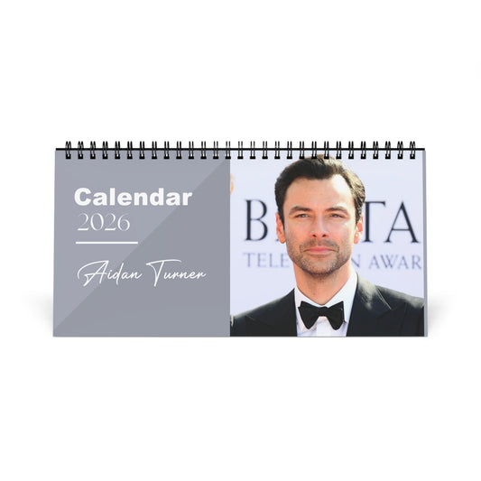 Aidan Turner 2026 Desk Calendar | Premium Spiral Bound Celebrity Photo Calendar | High Quality Collectible Gift for Fans & Desk Décor
