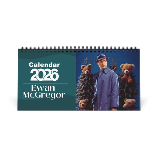 Ewan McGregor 2026 Desk Calendar | Celebrity Spiral Bound Photo Calendar | Fan Collectible Gift | Stylish Desk & Office Décor