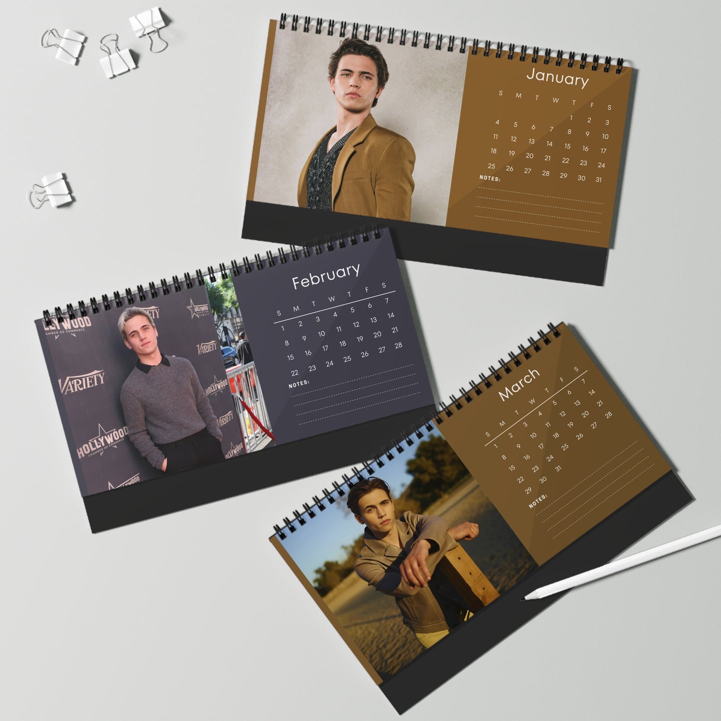 Tanner Buchanan 2026 Desk Calendar | Celebrity Photo Calendar | Hollywood Actor | Stylish Desk Accessory & Fan Gift