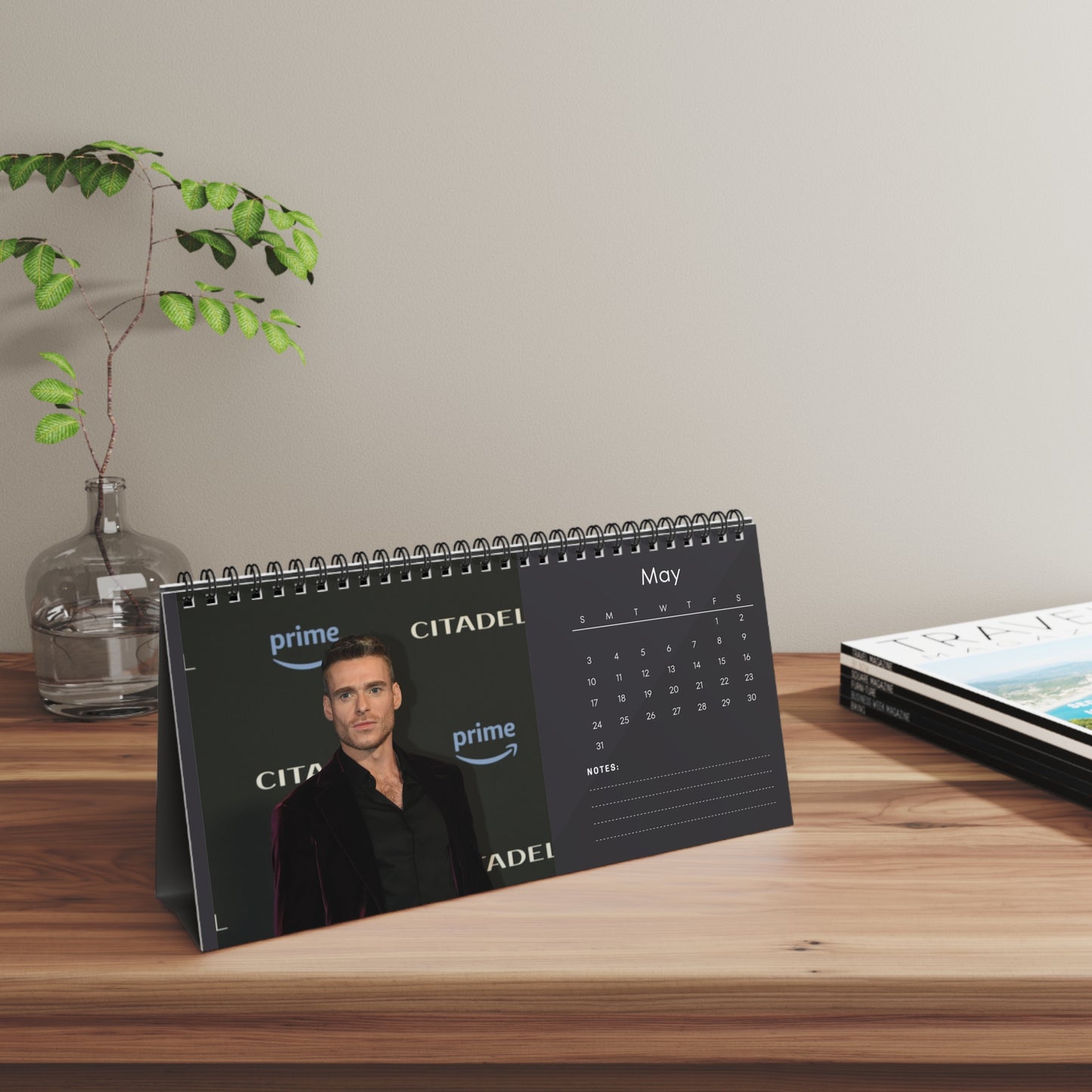 Richard Madden 2026 Desk Calendar | Premium Spiral Bound Celebrity Photo Calendar | High-Quality Fan Gift & Desk Décor