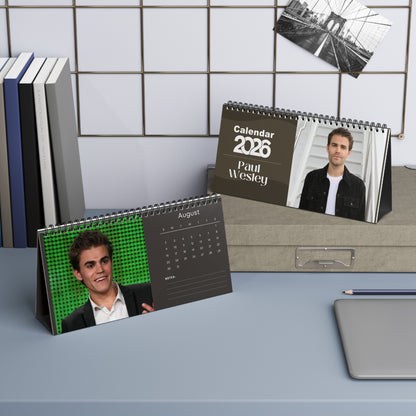 Paul Wesley 2026 Desk Calendar | Celebrity Spiral Bound Photo Calendar | Fan Collectible Gift | Stylish Desk & Office Décor