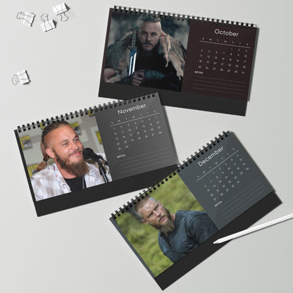 Travis Fimmel 2026 Desk Calendar | Celebrity Spiral Bound Photo Calendar | Fan Collectible Gift | Stylish Desk & Office Décor