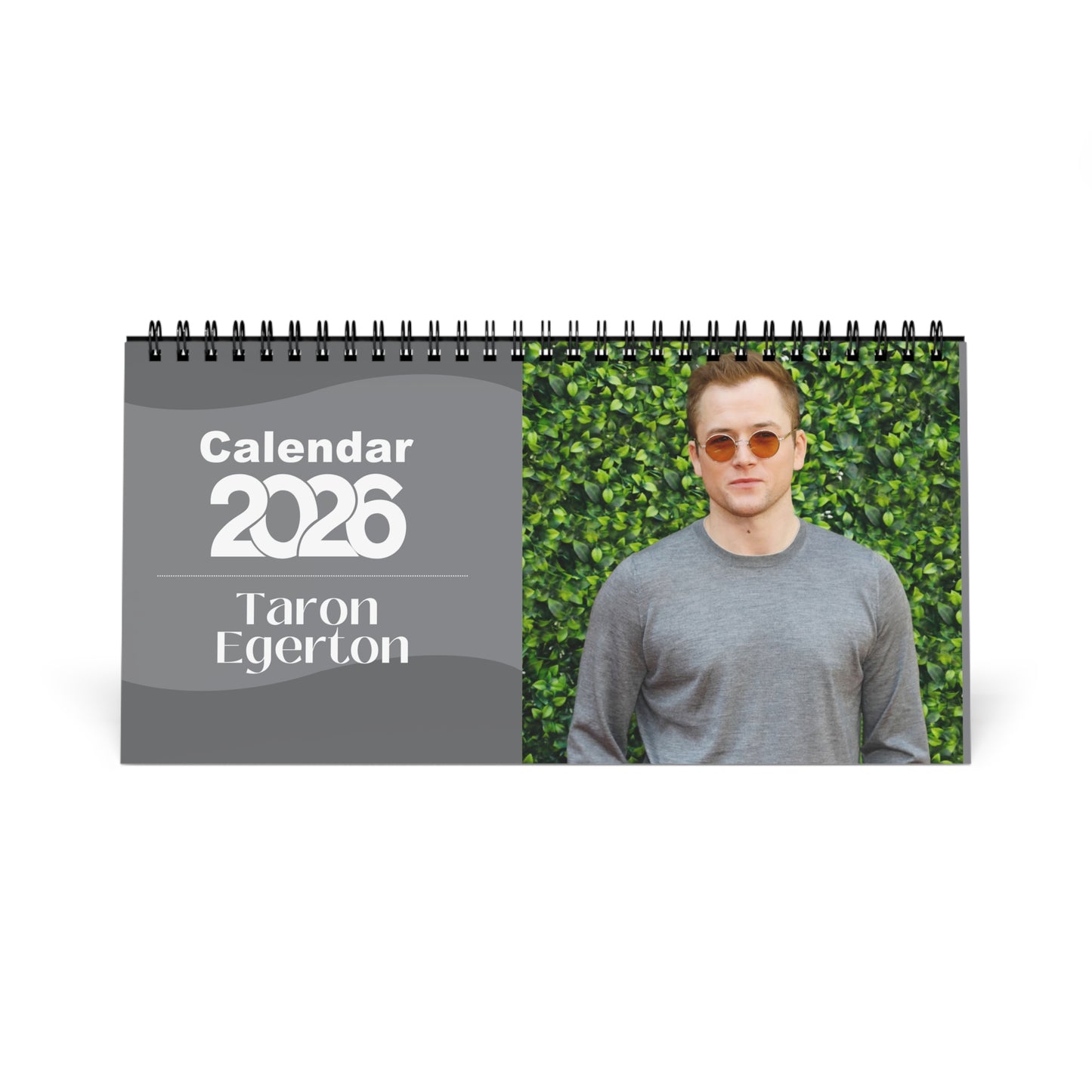 Taron Egerton 2026 Desk Calendar | Premium Spiral Bound Celebrity Photo Calendar | Collectible Fan Gift | Stylish Desk & Office Décor