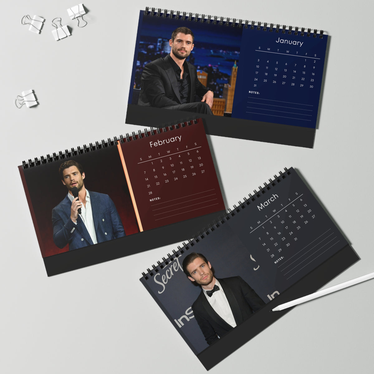 David Corenswet 2027 Desk Calendar Vol 2 | Spiral Bound Photo Calendar | Fan Gift