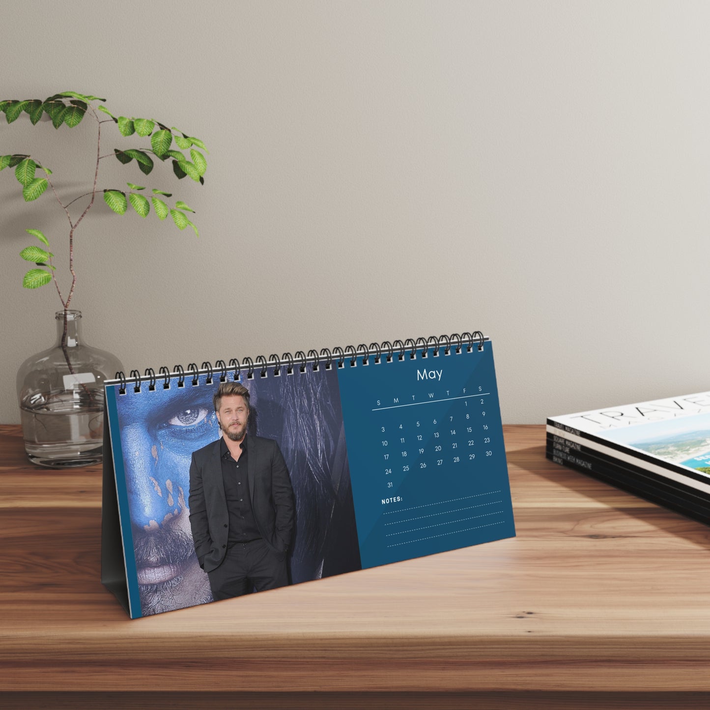 Travis Fimmel 2026 Desk Calendar | Premium Spiral Bound Celebrity Photo Calendar | High-Quality Fan Gift & Desk Décor