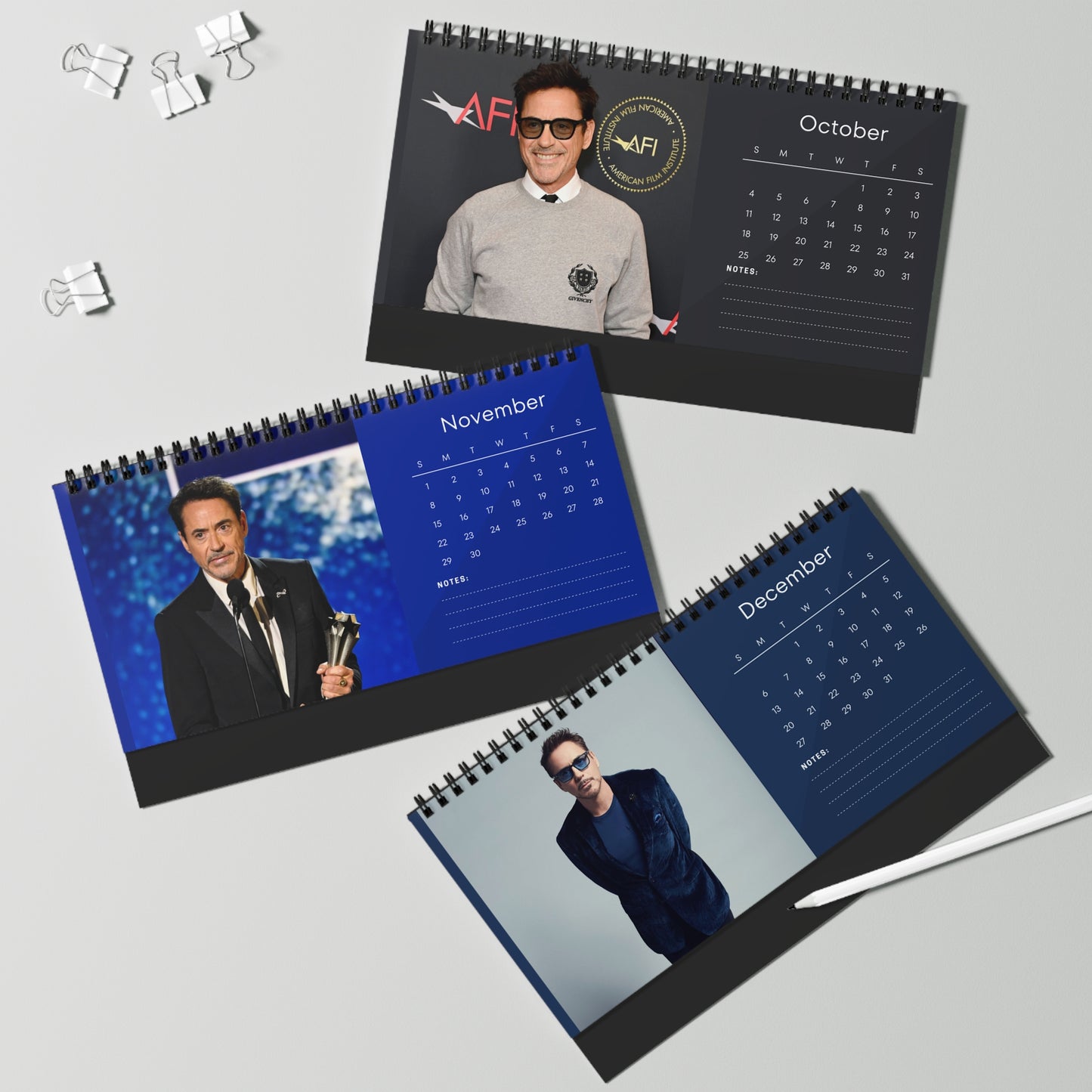 Robert Downey Jr. 2026 Desk Calendar | Premium Spiral Bound Celebrity Photo Calendar | High-Quality Fan Gift & Desk Décor