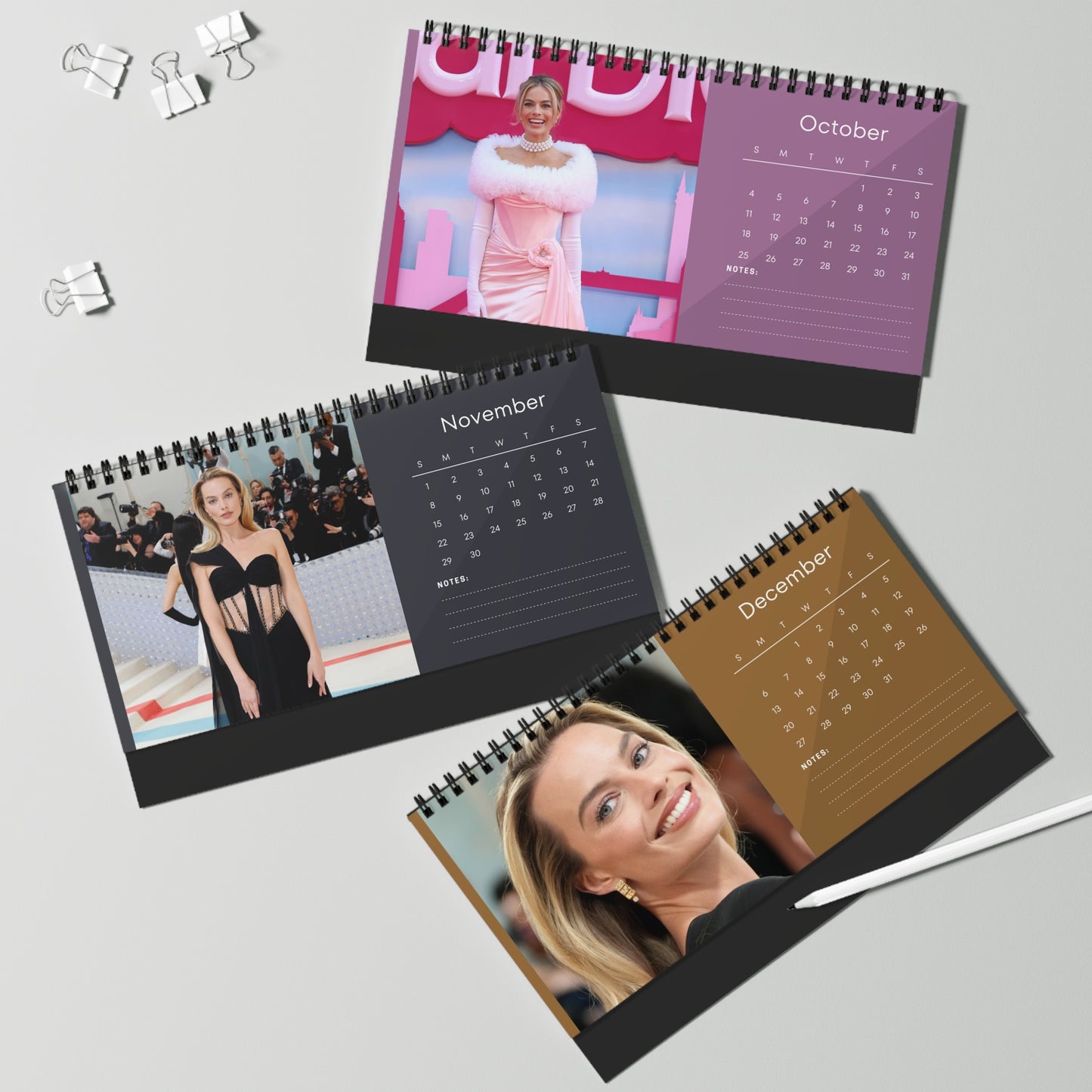Margot Robbie 2026 Desk Calendar | Premium Spiral Bound Celebrity Photo Calendar | Stunning Collectible Gift for Fans & Desk Décor