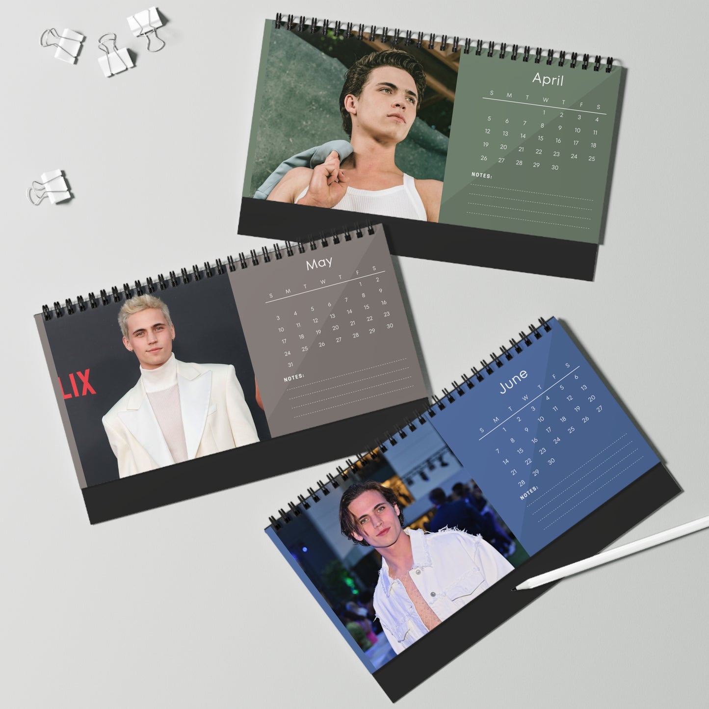 Tanner Buchanan 2026 Desk Calendar | Premium Spiral Bound Celebrity Photo Calendar | High-Quality Fan Gift & Desk Décor