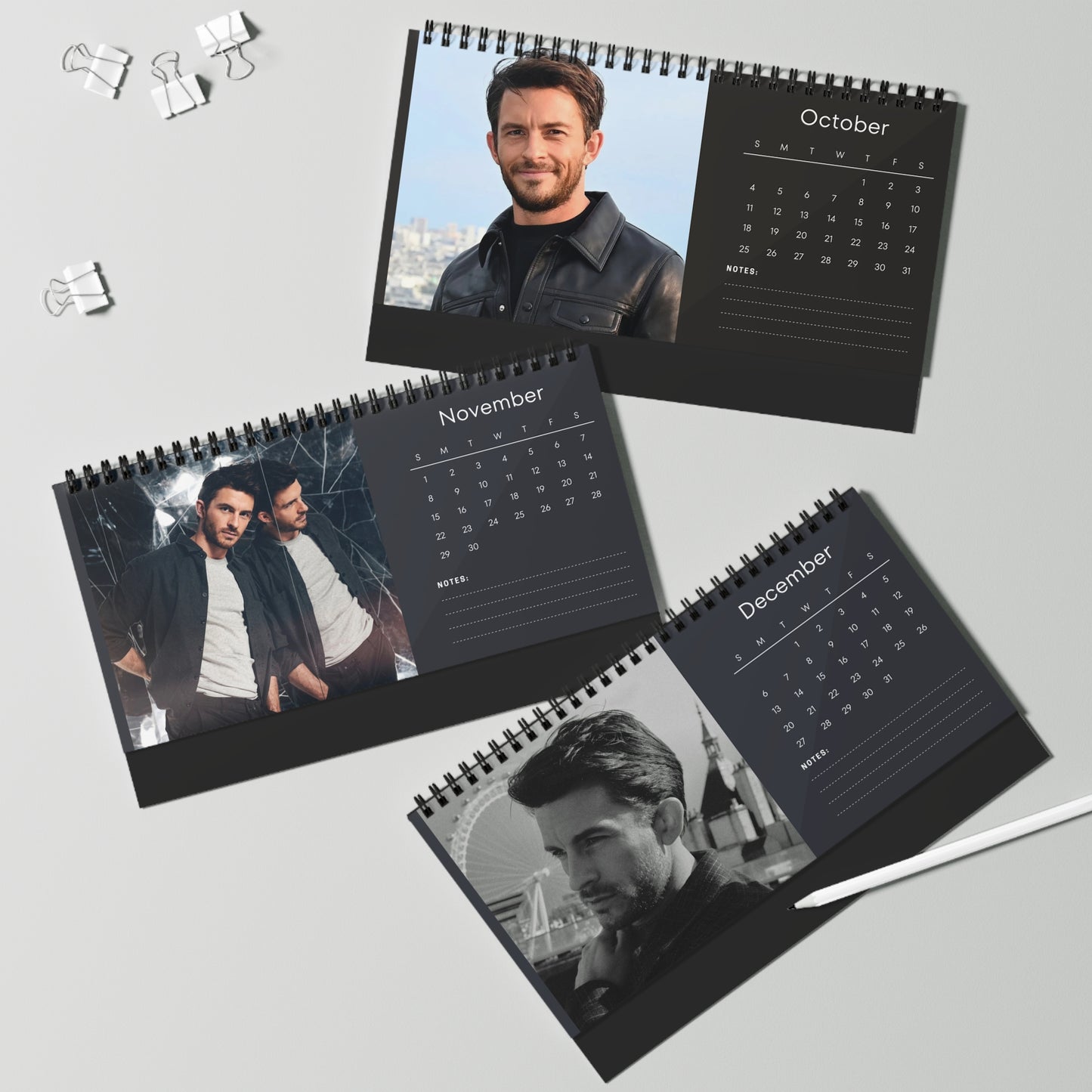 Jonathan Bailey 2026 Desk Calendar | Premium Spiral Bound Celebrity Photo Calendar | Collectible Fan Gift | Stylish Desk & Office Décor