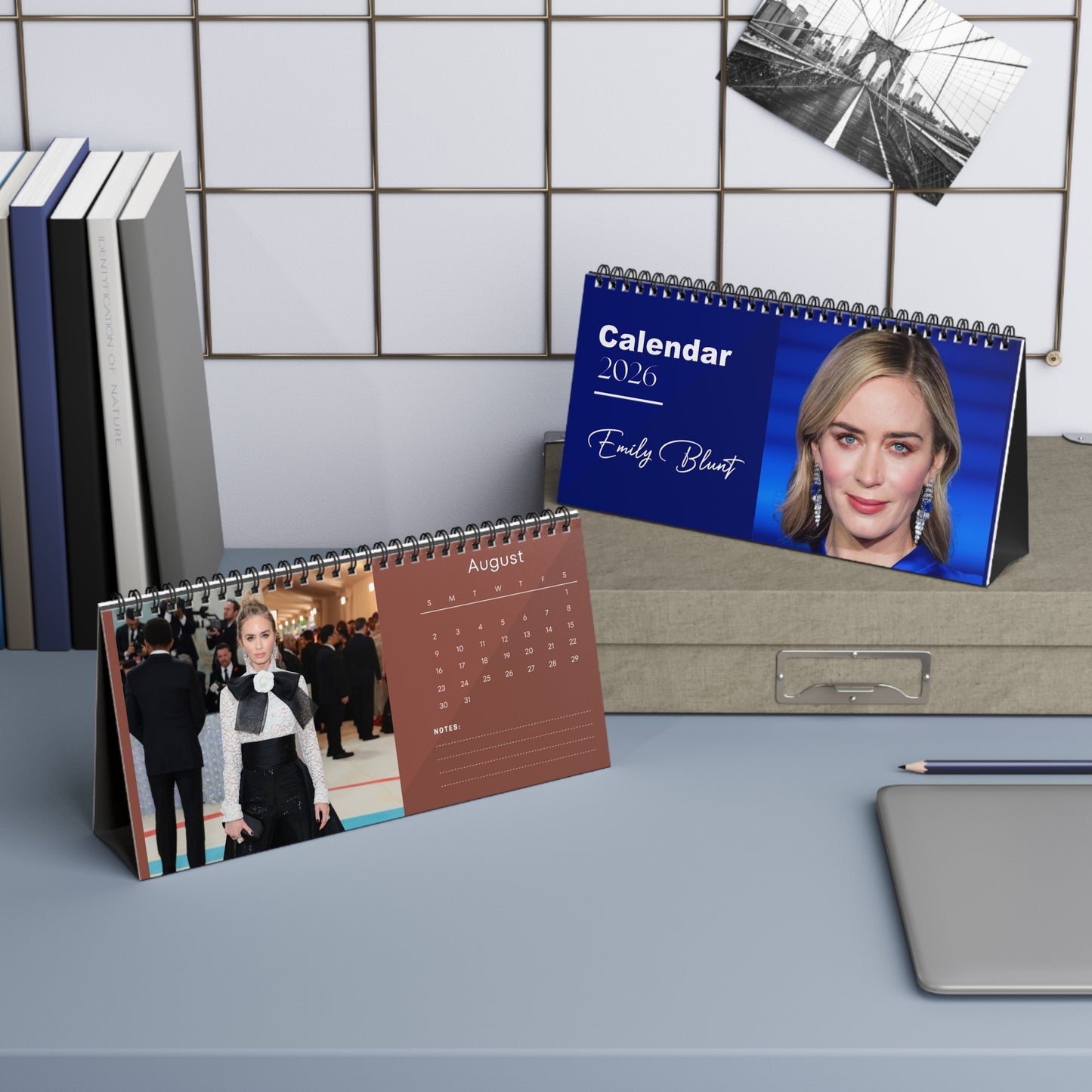 Emily Blunt 2026 Desk Calendar | Premium Spiral Bound Celebrity Photo Calendar | High-Quality Fan Gift & Desk Décor
