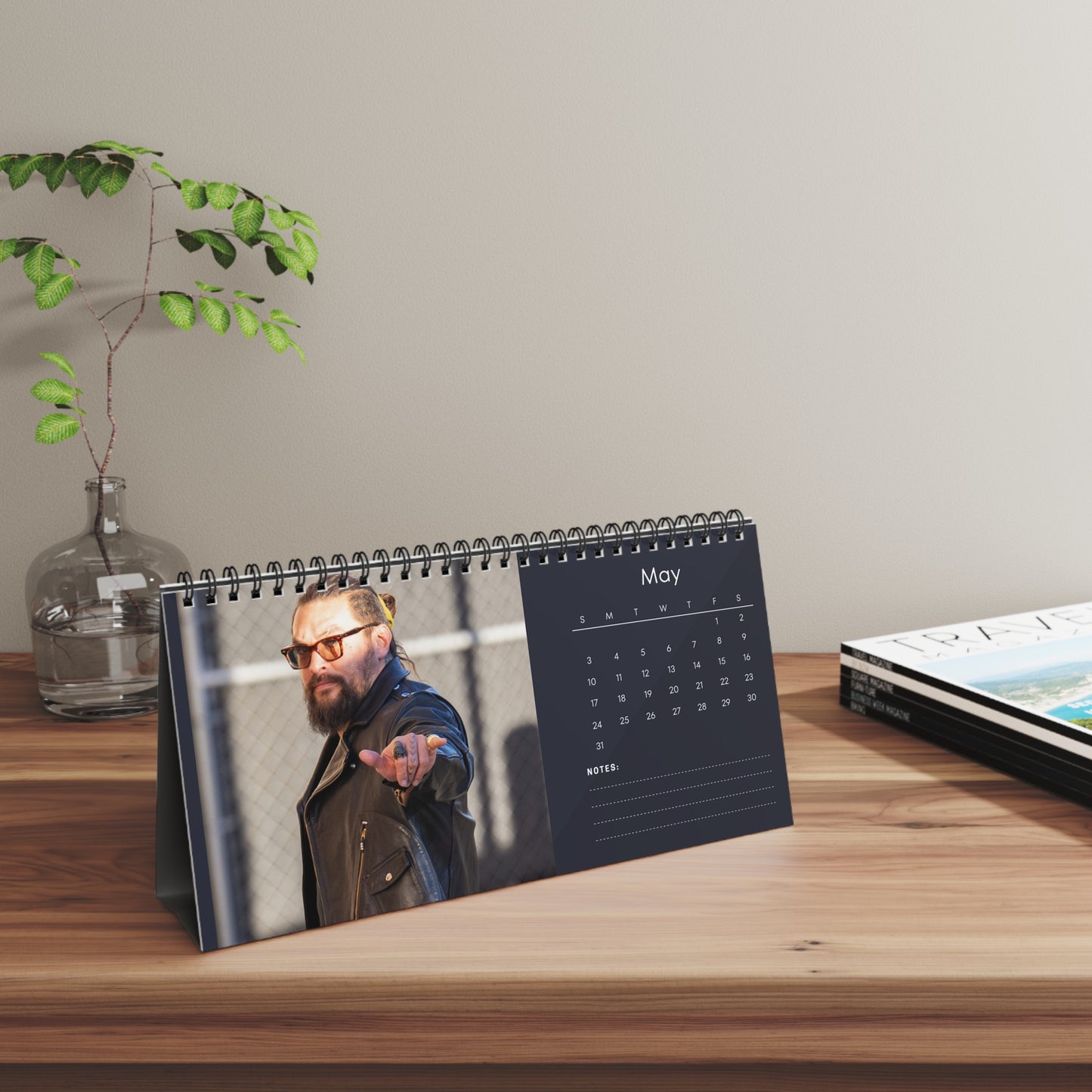 Jason Momoa 2026 Desk Calendar | Premium Spiral Bound Celebrity Photo Calendar | High-Quality Fan Gift & Desk Décor