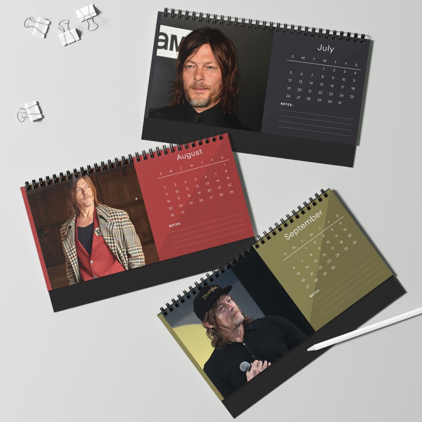 Norman Reedus 2026 Desk Calendar |  Premium Spiral Bound Celebrity Photo Calendar | High-Quality Fan Gift & Desk Décor