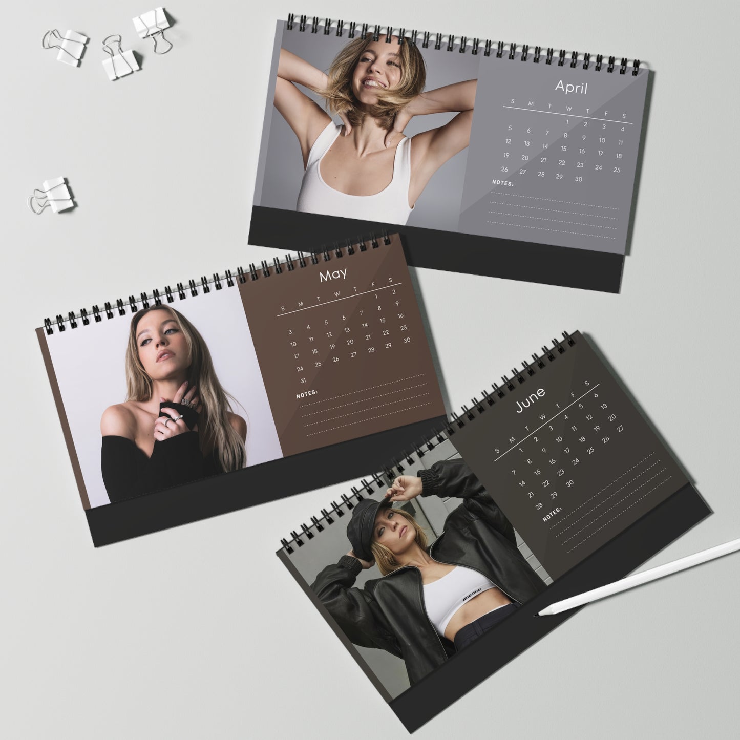 Sydney Sweeney 2026 Desk Calendar | Premium Spiral Bound Celebrity Photo Calendar | Collectible Fan Gift | Stylish Desk & Office Décor