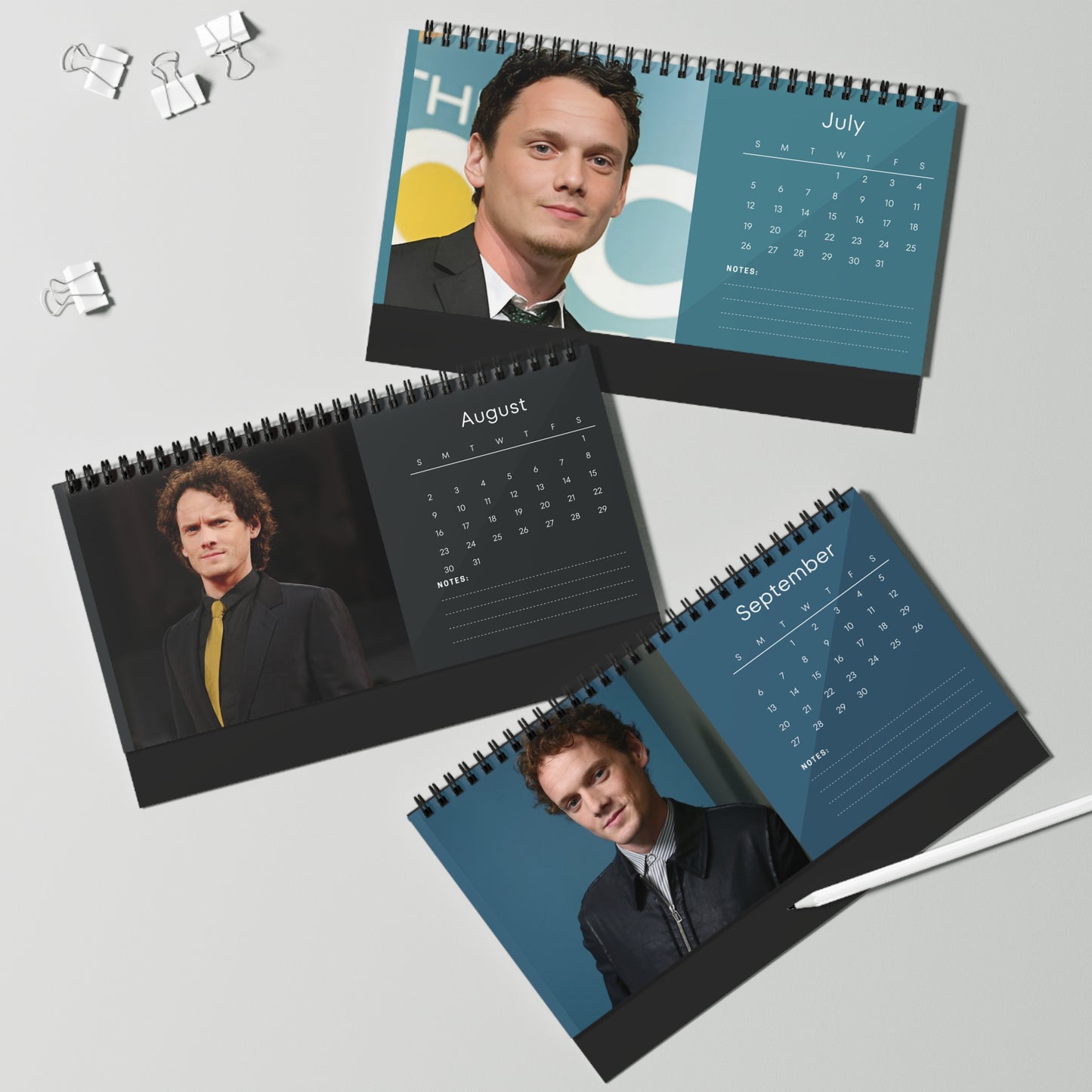 Anton Yelchin 2026 Desk Calendar | Star Trek Actor Gift | Hollywood Star Planner | Movie Memorabilia | Tribute Calendar