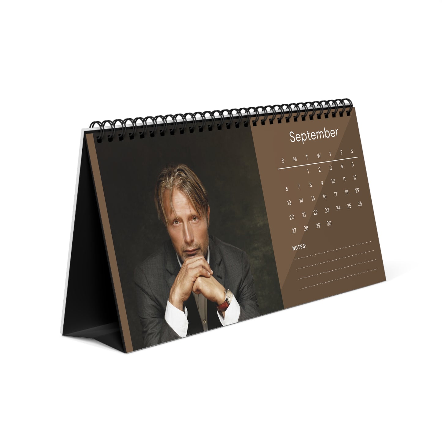 Mads Mikkelsen 2026 Desk Calendar | Celebrity Spiral Bound Photo Calendar | Fan Collectible Gift | Stylish Desk & Office Décor