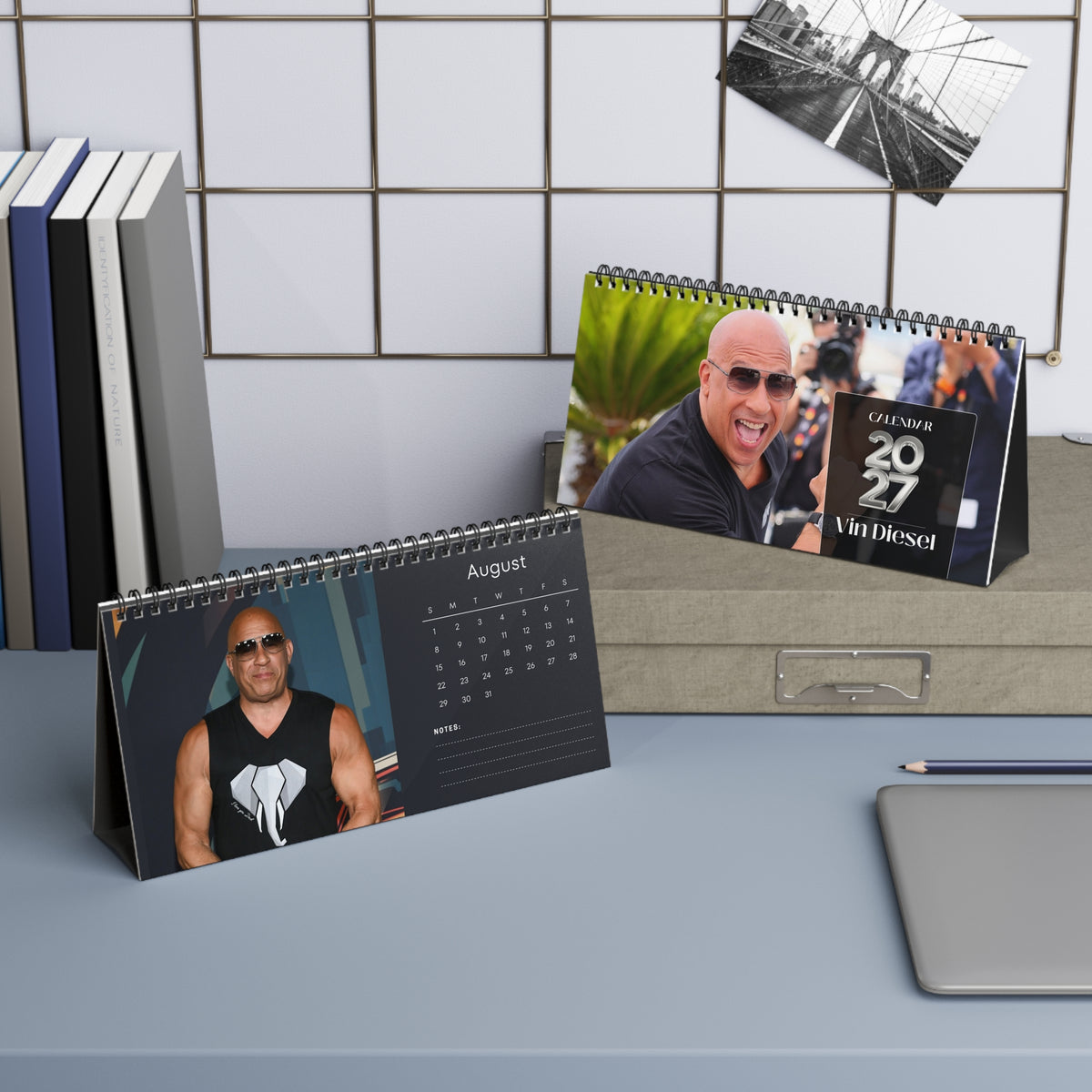Vin Diesel 2027 Desk Calendar | Spiral Bound Photo Calendar | Fan Gift