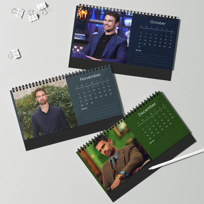 Theo James 2027 Desk Calendar Vol 1 | Spiral Bound Photo Calendar | Fan Gift