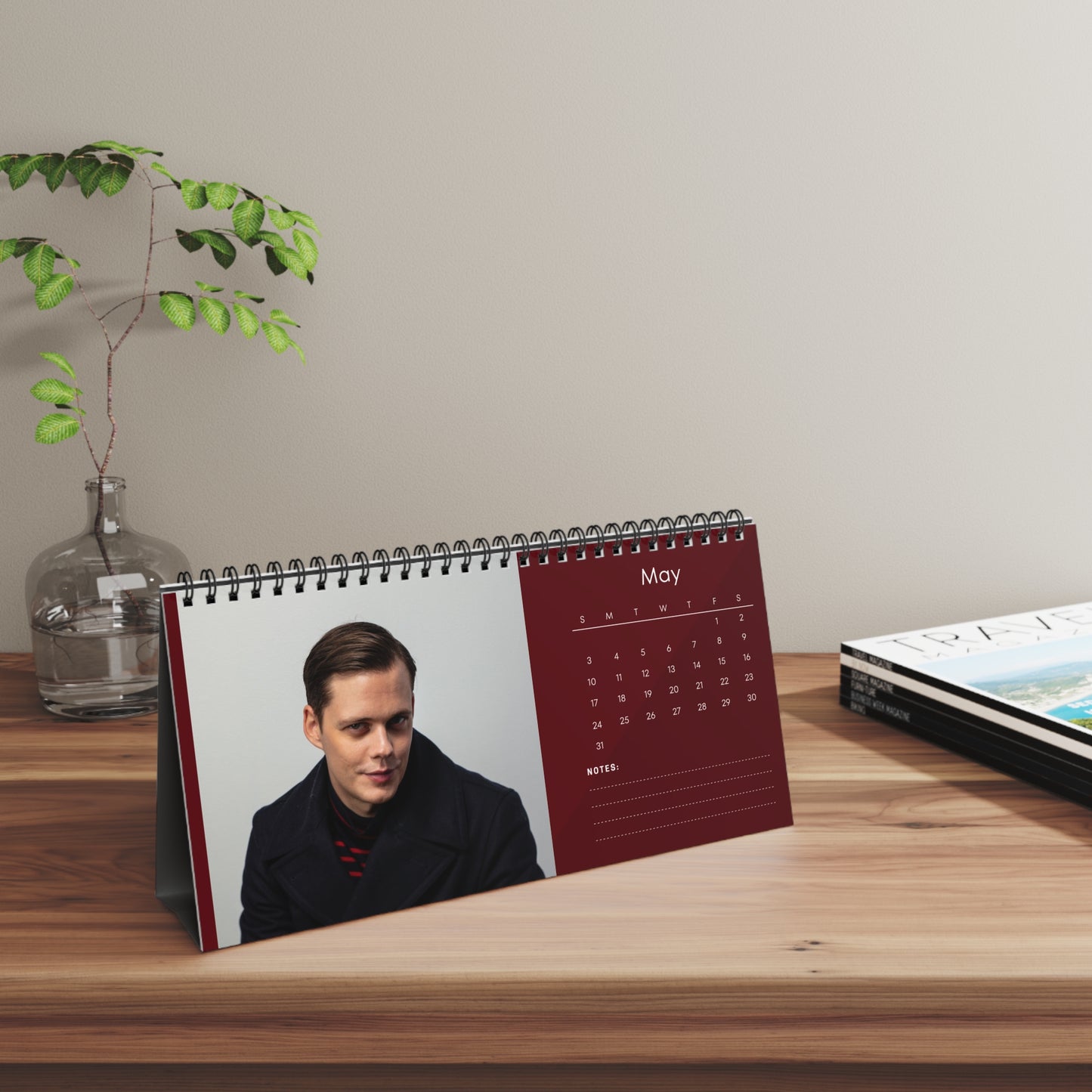Bill Skarsgård 2026 Desk Calendar | Premium Celebrity Photo Calendar | Elegant Spiral-Bound Collectible Gift for Fans & Desk Décor