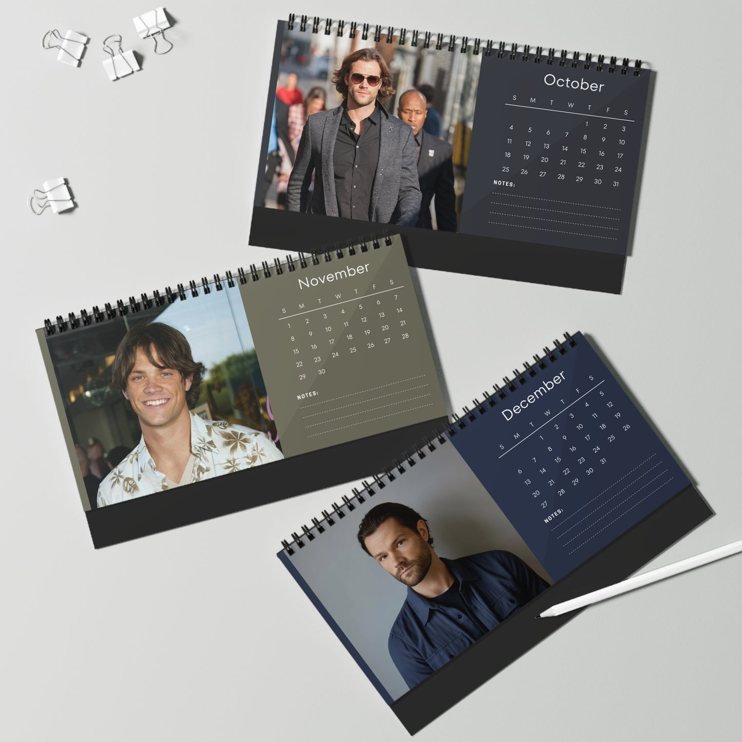 Jared Padalecki 2026 Desk Calendar | Supernatural Actor Monthly Planner | Sam Winchester Calendar | Jared Padalecki Gift | Office Decor