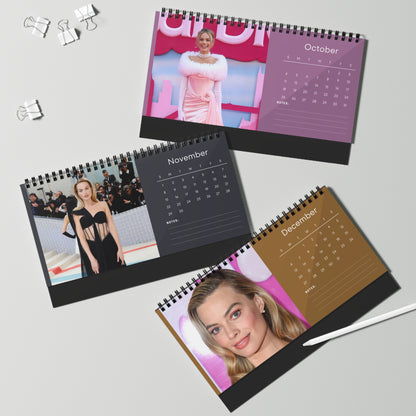 Margot Robbie 2026 Desk Calendar | Premium Spiral Bound Celebrity Photo Calendar | High-Quality Fan Gift & Desk Décor