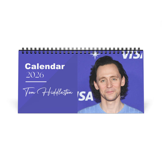 Tom Hiddleston 2026 Desk Calendar | Premium Spiral Bound Celebrity Photo Calendar | High-Quality Fan Gift & Desk Décor