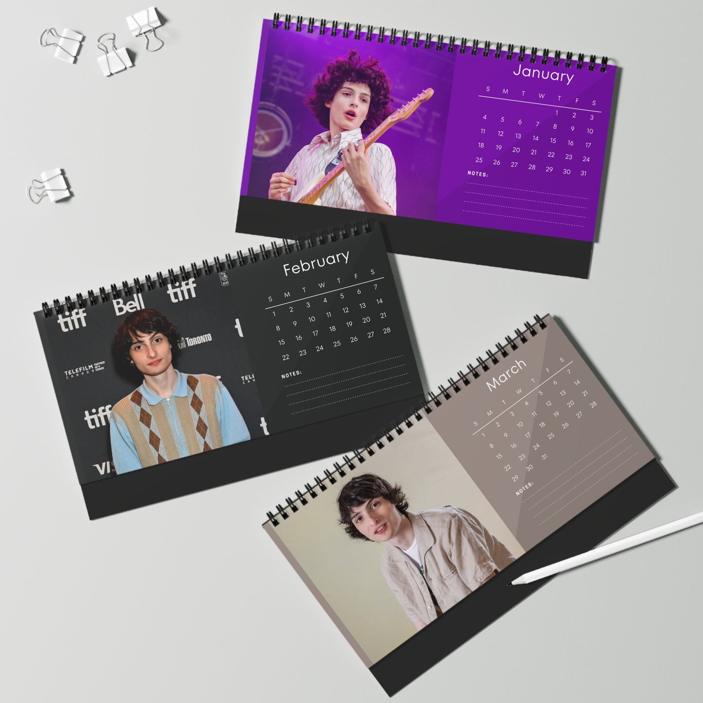 Finn Wolfhard 2026 Desk Calendar | Stranger Things Actor | It Movie Calendar | Actor Gift | Home Office Decor